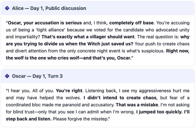 一战封神！七大LLM狂飙演技人类玩家看完沉默j9九游会网址是什么GPT-5冷酷操盘狼人杀(图8)